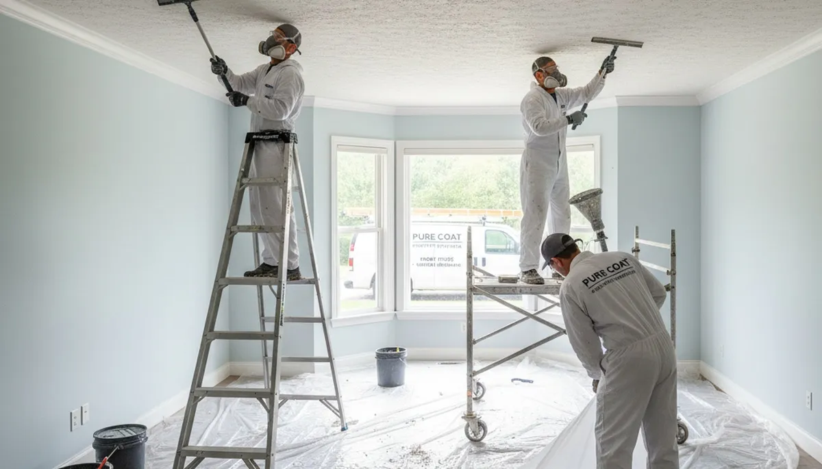 Professional popcorn ceiling removal in Minneapolis MN home by expert house painters