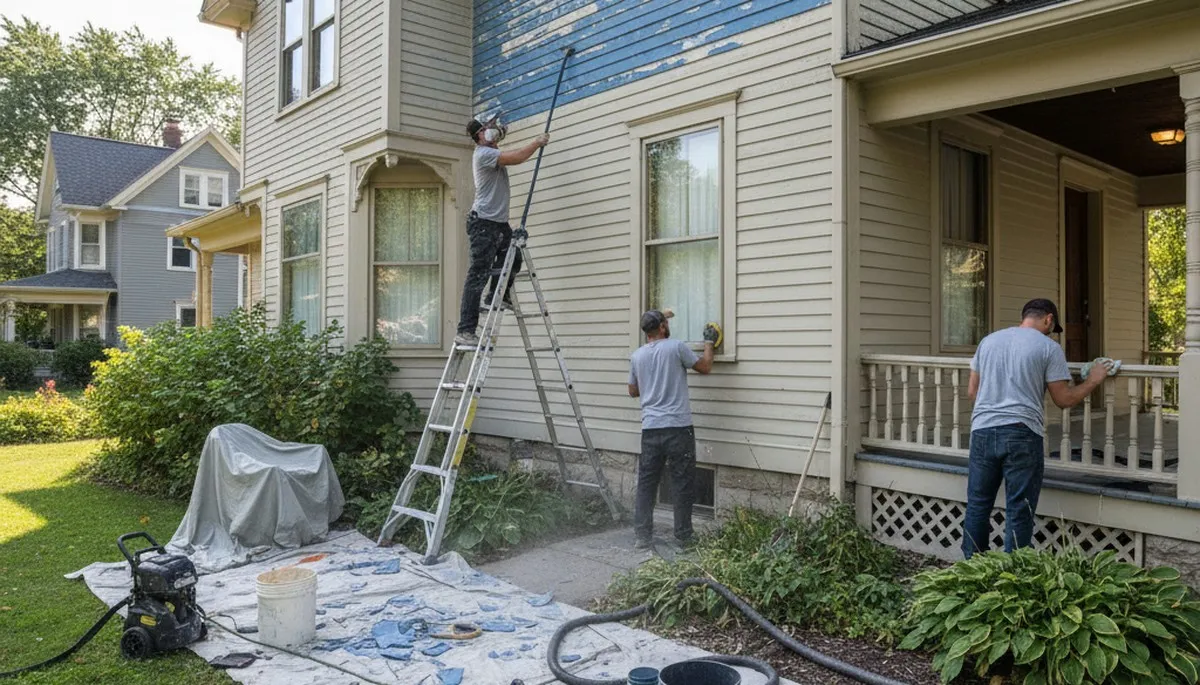 Professional surface preparation for exterior house painting in Minneapolis, MN ensuring lasting results